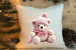 Pink Christmas Crochet Clipart, Christmas PNG Product Image 4