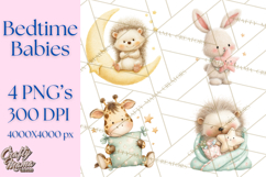 Baby Bedtime Animal Clipart PNG for Nursery Product Image 1