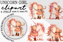 Whimsical Girl Unicorn Clipart Product Image 1
