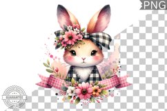 Bunny With Flowers Sublimation - Clipart PNG Design Product Image 1