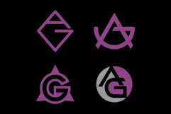 Set of Four Abstract A G or G A Monogram Logo Designs Product Image 3