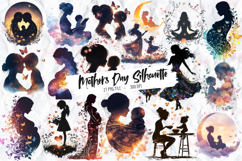 Mothers Day Silhouette Clipart - 27 Png Bundle Product Image 1