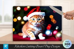 Festive Ginger Cat with Santa Hat Cutting Board PNG Product Image 1