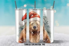 Christmas Bear Tumbler Sublimation Design PNG Product Image 4