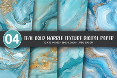 Teal Gold Marble Texture Digital Paper Product Image 1