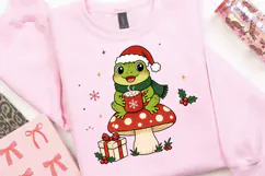 Cute Christmas Frog PNG, Cottagecore Mushroom Frog Sublimati Product Image 2