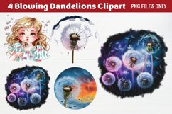 Blowing Dandelions Clipart PNG Product Image 1