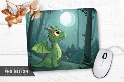 Moonlit Serenity A Cute Dragon in the Forest Mouse Pad PNG Product Image 1