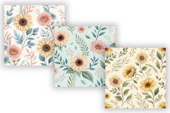 Sunflower Seamless Pattern Bundle, Shabby Chic Floral Product Image 4