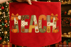 Peach Patchwork TEACH PNG Design teach png, teacher png Product Image 4