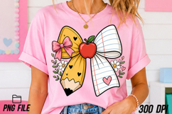 Teacher Pencil Coquette Bow PNG Positive Sublimation Product Image 1