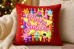 Mrs Smith Teacher PNG, Colorful Crayon Star Shirt Graphic Product Image 5