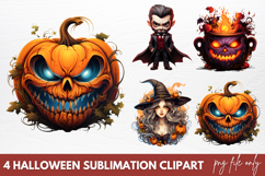 Watercolor Halloween Sublimation Clipart PNG Product Image 1