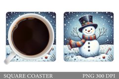 Cute Snowman Coaster Design. Christmas Coaster Sublimation Product Image 1