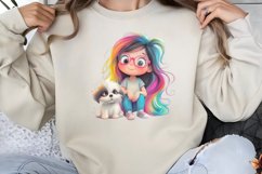 Colorful Girl Dog Clipart PNG Product Image 1