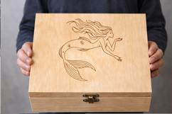 Laser engraving mermaid digital file. Line art verctor templ Product Image 4