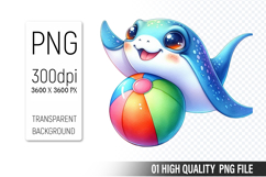 Summer Cute Stingray Clipart | Sublimation Clipart PNG File Product Image 1