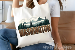 Washington PNG, Vintage Mountain Lake Forest Sublimation Product Image 4