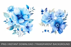Watercolor Blue flowers, Floral clipart, Botanical Clipart Product Image 4