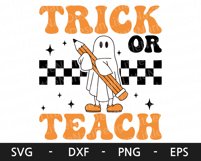 Trick or Teach svg, Halloween shirt, Retro svg, Ghost svg Product Image 5