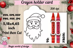 Christmas Santa Coloring Card ,Crayon Holder Card svg Product Image 1