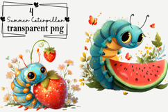 Whimsical Summer Caterpillar Clipart PNG Watercolor png Product Image 1