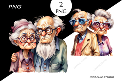 Grandparents clipart, Old lady and old man couple clipart Product Image 1