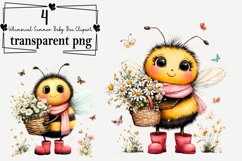 Whimsical Summer Baby Bee Clipart Watercolor PNG Product Image 1
