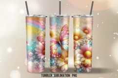 Seamless Daisy Butterfile Tumbler Warp Design | Tumbler Wrap Product Image 4