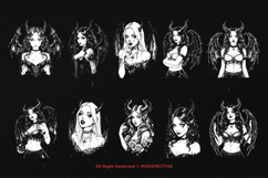 10 Bundle Dark Art Lady Demon Women Devil Horn Satanic Wing Product Image 6