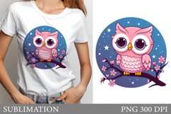 Cute Owl Sublimation. Owl T-Shirt Sublimation Product Image 1