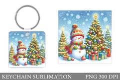 Cute Snowman Keychain Design. Christmas Keychain Sublimation Product Image 1