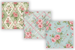 Sweet Peony Shabby Chic Digital Paper, Vintage Rose Floral Product Image 4
