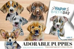 Adorable Puppies Sublimation Sweet Dog Clipart Illustrations Product Image 1