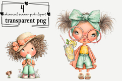 whimsical summer girl clipart Watercolor PNG Product Image 1