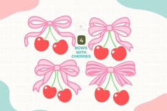 Coquette Pink Bows with Cherries SVG Bundle | Cut Files for Product Image 1
