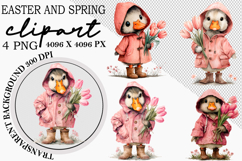 Whimsical Bunny Easter Clipart, Watercolor Easter Bunny PNG Product Image 1