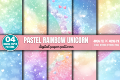 Pastel RainBow Unicorn Paper Pattern PNG Product Image 1