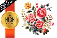 Embroidery Jacobean flowers Sublimation Clipart Bundle Product Image 4