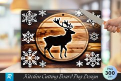 Rustic Reindeer And Snowflakes Cutting Board PNG Design Product Image 1
