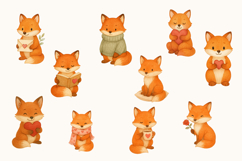 Lovely Fox Watercolor Clipart Set Cute Product Image 4