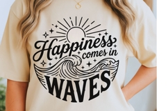 Happiness Comes In Waves Svg, Summer Vibes Svg, Beach Svg. Product Image 5