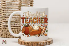 Thankful Teacher PNG, Thanksgiving Pumpkin Pie Sublimation Product Image 4