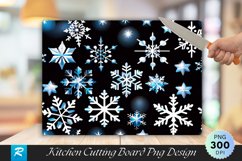 Frosty Snowflakes Dark Wood Cutting Board PNG Design Product Image 1
