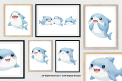 15 Bundle Watercolor Shark Ocean Sea Predator Cute Kids Product Image 4