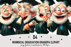 Whimsical Graduation Grandpa Clipart Watercolor PNG Product Image 1