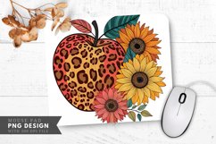 Trendy Leopard Spot Apple Colorful Sunflowers Mouse Pad PNG Product Image 1