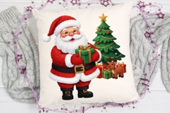 Faux Yarn Santa Holding Presents Christmas Sublimation Png. Product Image 4