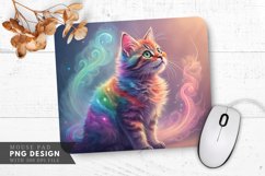 Enchanted Rainbow Cat in Misty Glow Mouse Pad PNG Design Product Image 1