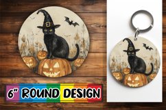 Cute Halloween Cat Round Design Sublimation Fall Product Image 1